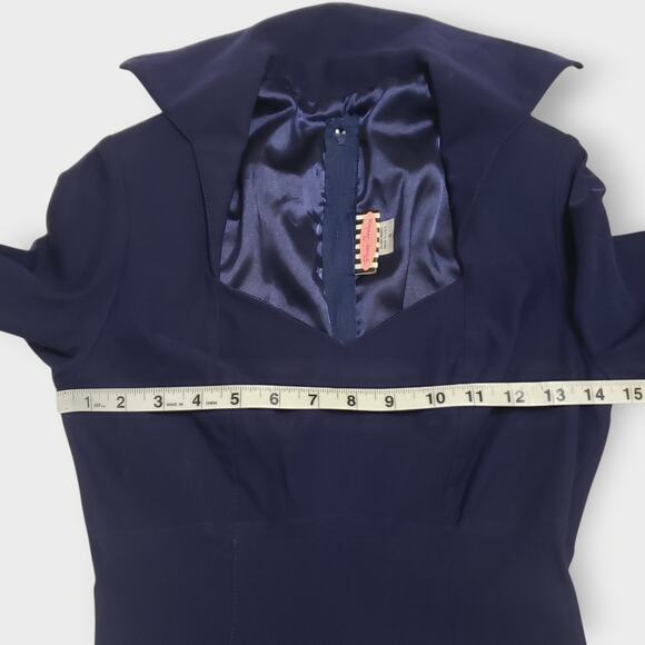 Pinup Couture Lorelei Dress *No Belt* Navy Blue Sz Sm Rockabilly Retro Classic - Picture 10 of 13